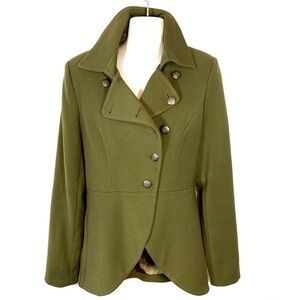 FOREVER 21 Green Military Style Double Breasted Peplum Blazer Jacket